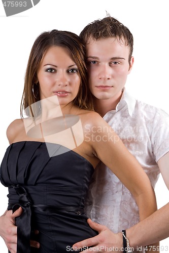 Image of Young beauty couple. Isolated on white background 