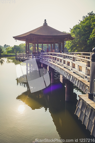 Image of Ukimido Pavillion on water in Nara park, Japan