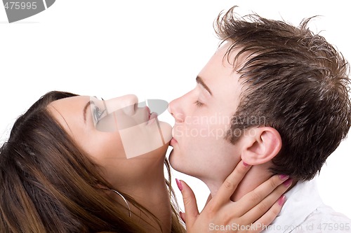 Image of Portrait of the kissing young beauty couple 2