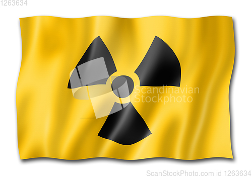 Image of radioactive nuclear symbol flag isolated on white