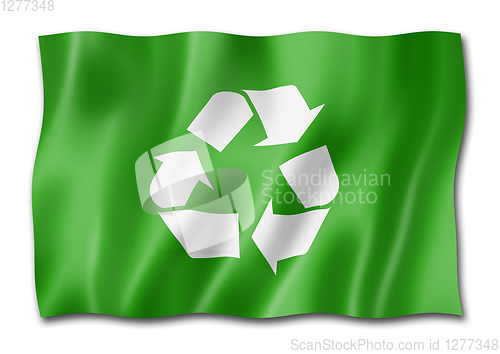 Image of recycling symbol flag isolated on white