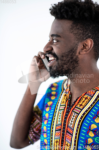 Image of african man on phone