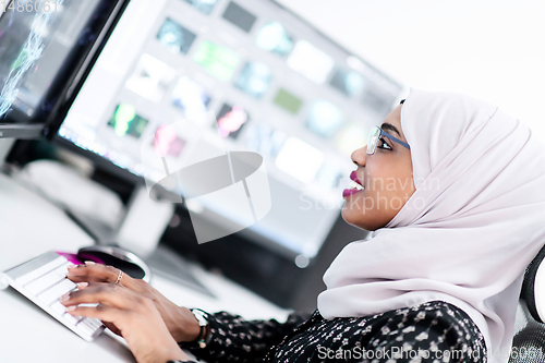 Image of afro american modern  muslim woman