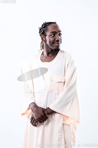 Image of handsome african black man in traditional  clothes