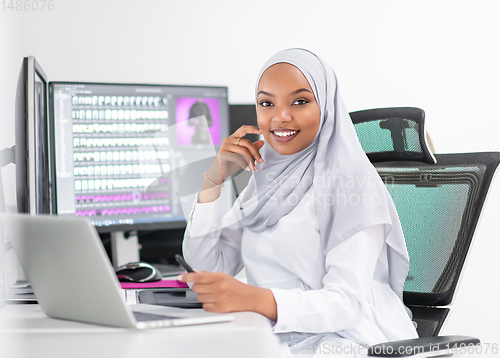 Image of afro american modern  muslim woman