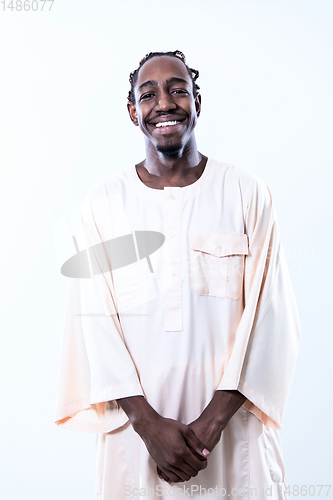 Image of handsome african black man in traditional  clothes