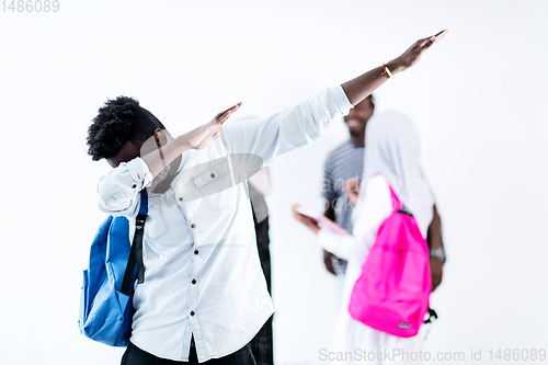 Image of young  african students modern dancing