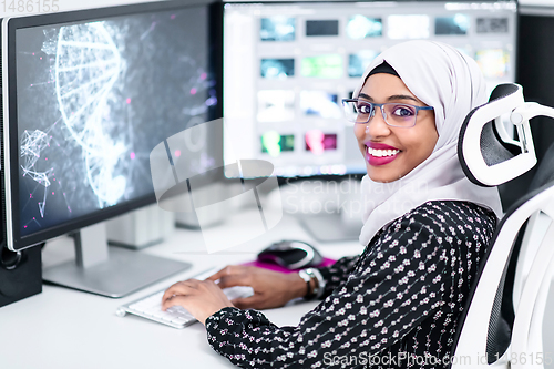 Image of afro american modern  muslim woman