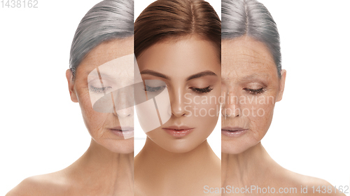 Image of Beautiful female face, concept of skincare and lifting