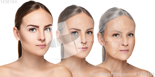 Image of Beautiful female face, concept of skincare and lifting