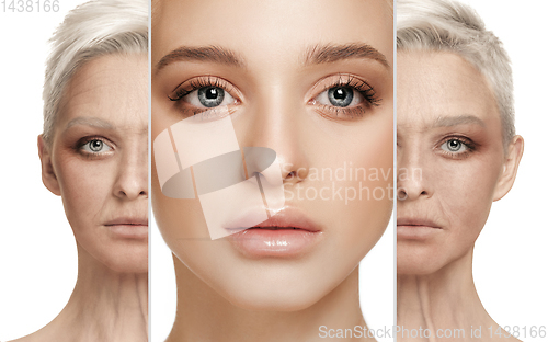 Image of Beautiful female face, concept of skincare and lifting