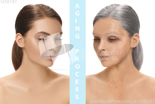 Image of Beautiful female face, concept of skincare and lifting