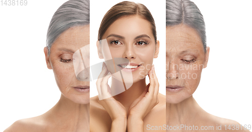 Image of Beautiful female face, concept of skincare and lifting