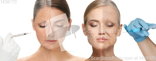 Image of Beautiful female face, concept of skincare and lifting