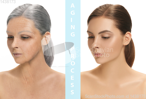 Image of Beautiful female face, concept of skincare and lifting