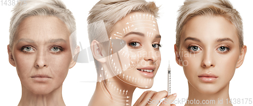 Image of Beautiful female face, concept of skincare and lifting