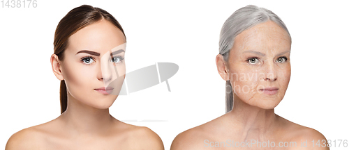 Image of Beautiful female face, concept of skincare and lifting