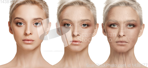 Image of Beautiful female face, concept of skincare and lifting