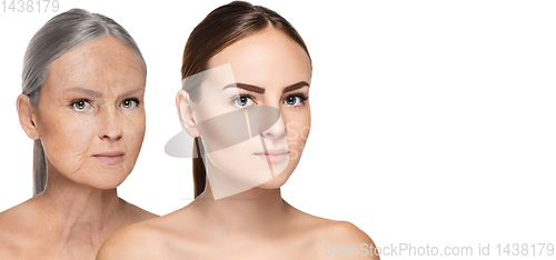 Image of Beautiful female face, concept of skincare and lifting