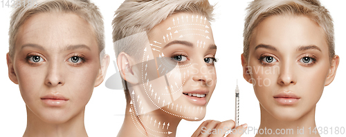 Image of Beautiful female face, concept of skincare and lifting