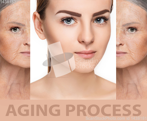 Image of Beautiful female face, concept of skincare and lifting