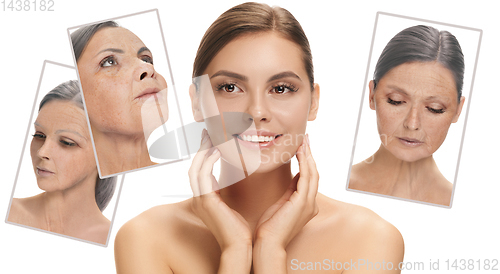 Image of Beautiful female face, concept of skincare and lifting