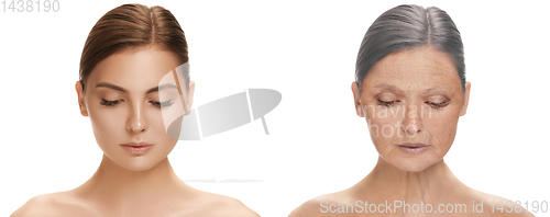 Image of Beautiful female face, concept of skincare and lifting