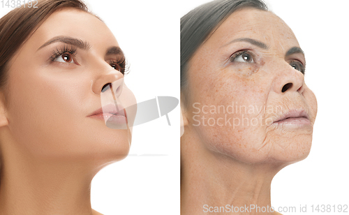 Image of Beautiful female face, concept of skincare and lifting