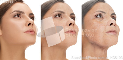 Image of Beautiful female face, concept of skincare and lifting