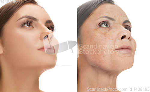 Image of Beautiful female face, concept of skincare and lifting