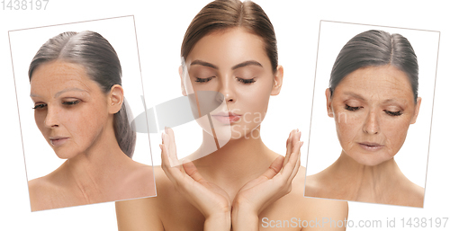 Image of Beautiful female face, concept of skincare and lifting