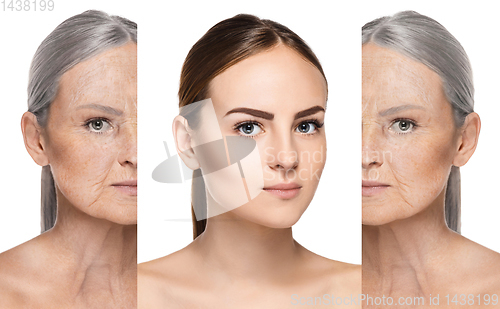 Image of Beautiful female face, concept of skincare and lifting