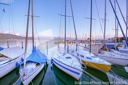 Image of Moored yachts on Bodensee 