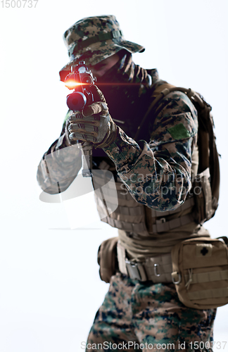 Image of soldier aiming laseer sight optics glitch
