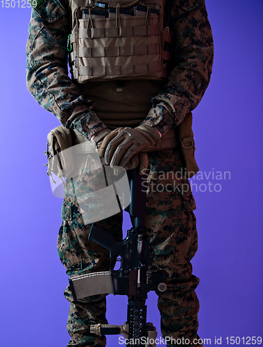 Image of modern warfare soldier purple backgorund