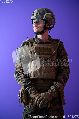 Image of modern warfare soldier purple backgorund