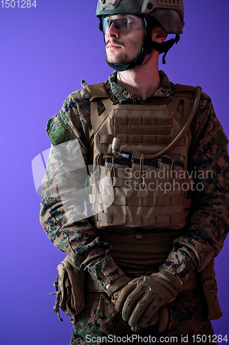 Image of modern warfare soldier purple backgorund