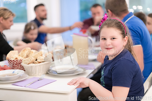 Image of Eid Mubarak islamic family have Iftar dinner during Ramadan fest