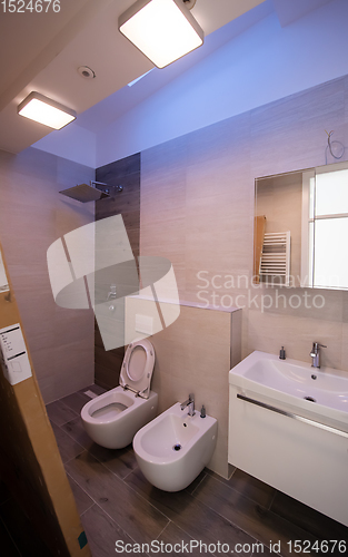 Image of unfinished stylish bathroom interior