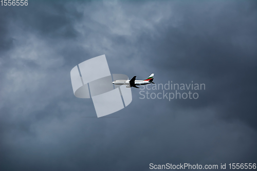 Image of White Airplane in the Sky