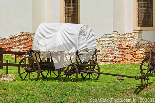 Image of Covered Wagon in the Courtyard