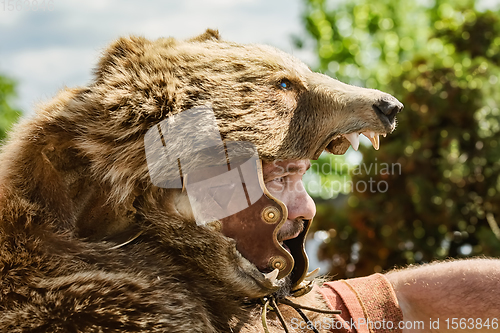 Image of Roman legionnaire in bear pelt