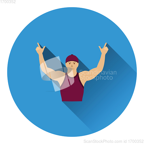 Image of Football fan with hands up icon