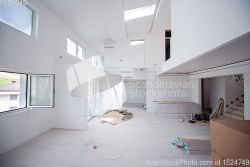 Image of Interior of unfinished two level apartment