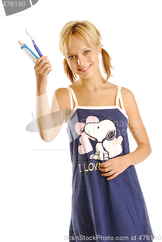 Image of Girl with toothpaste