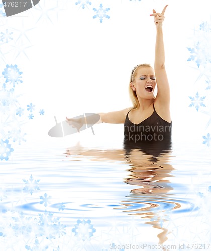 Image of singing blonde in water