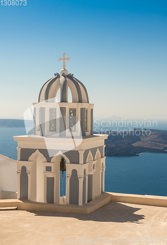 Image of typical Santorini church in Greece in the Cyclades