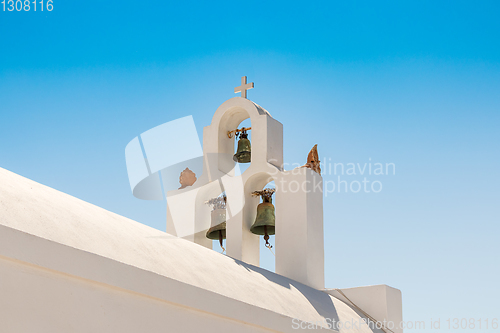 Image of typical Santorini church in Greece in the Cyclades