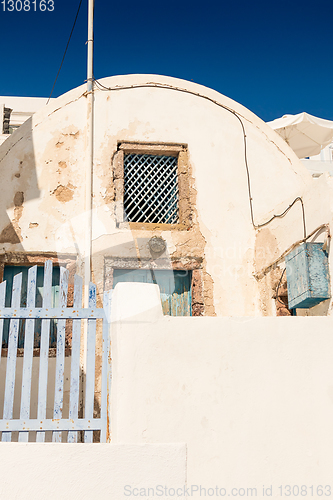 Image of typical architecture of houses on the island of Santorini in Gre