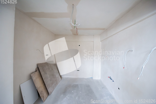 Image of interior of construction site with white drywall